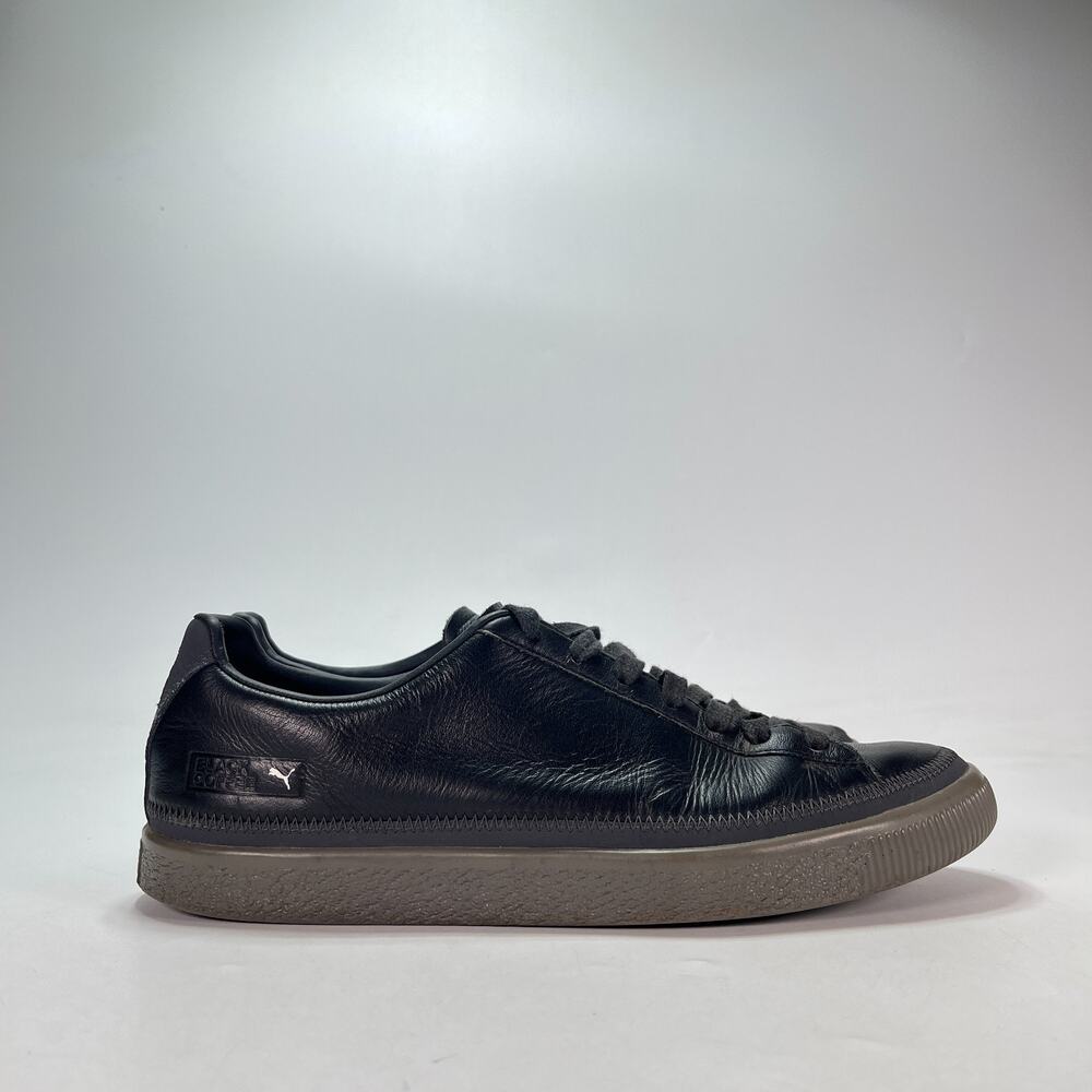 PUMA Black Leather Casual Shoes Low Top Lace Up Comfort Sneakers Men's Size 10.5